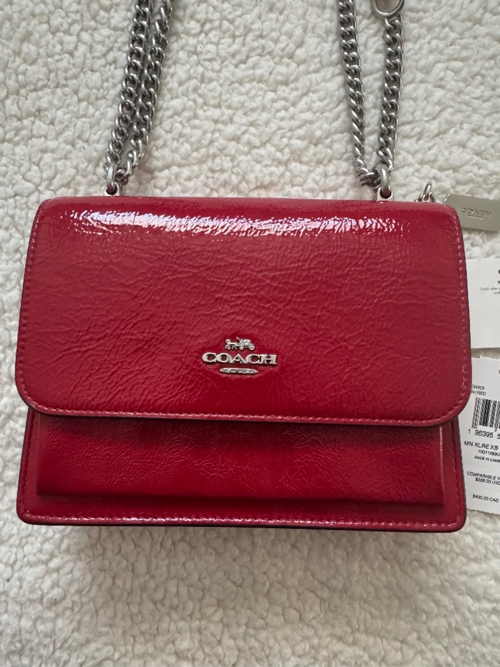 Coach Mini Klare Crossbody Bag in Crinkled Red Patent Leather